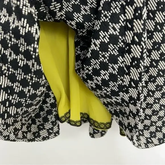 Anthropologie Maeve Jacquard Circle Skirt Black Cream Dress Size 4 - Picture 12 of 16